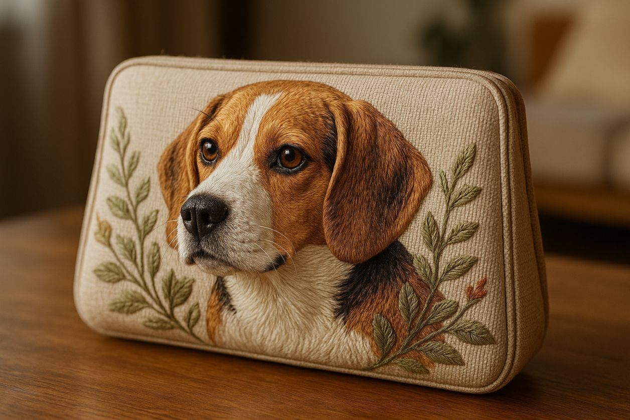 Pochette chien brodée unique et stylée