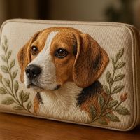 Pochette chien brodée unique et stylée